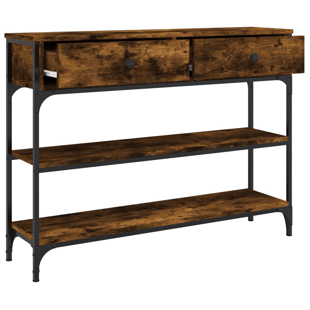 Console Table Smoked Oak 100x25x75 cm Engineered Wood